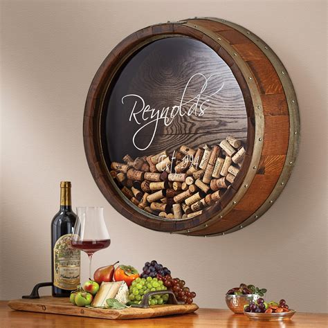 Personalized Reclaimed Wine Barrel Head Cork Collectors Display Name