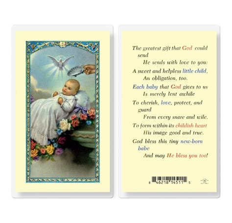 Babys Baptismal Laminated Holy Card 25 Pack Buy Religious Catholic