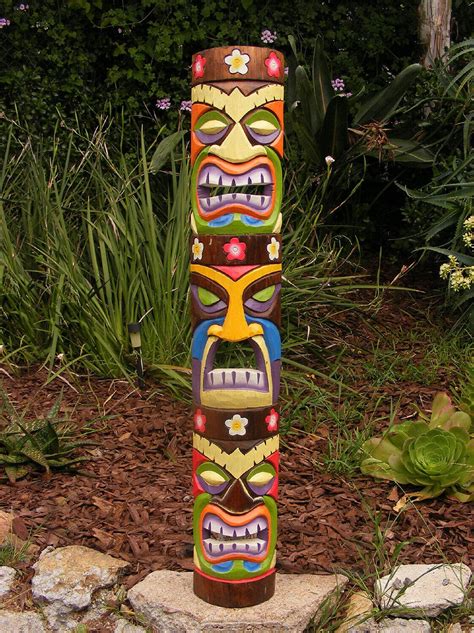 40 Tiki Mask Set Tiki Totem 3 Face Tribal Tiki Statue Wood Wall Mask Patio Tropical Bar Decor