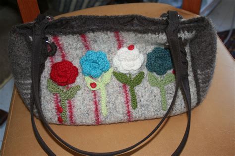 Hand Made Wool Felted Purse Felt Purse Wool Felt Drawstring