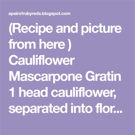 Cauliflower Mascarpone Gratin Gratin Mascarpone