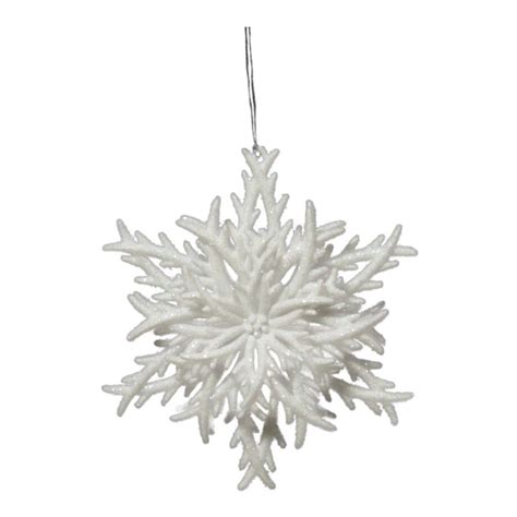 Orn Layered Snowflake 5 White Wice White Glitter Christmas Forever