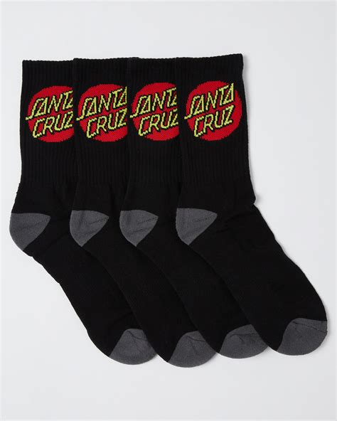 Santa Cruz Classic Dot Socks 4 Pack Black Surfstitch
