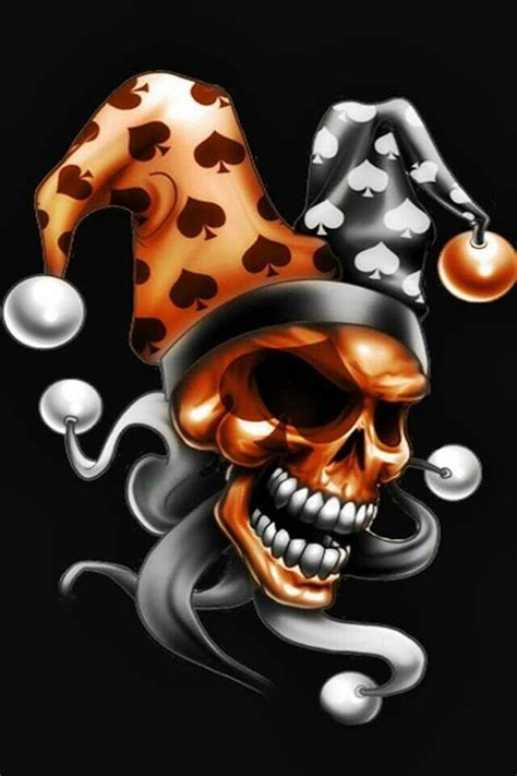 Evil Jester Skull Still Laughing Skull Tattoo Design