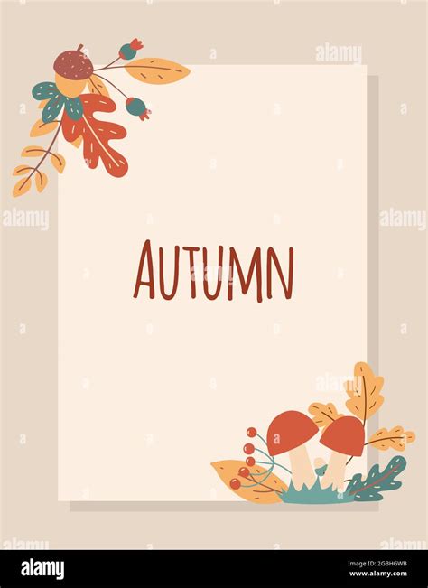 Autumn Seasonal Frame Of Leaves And Berries Template For Banner Ads