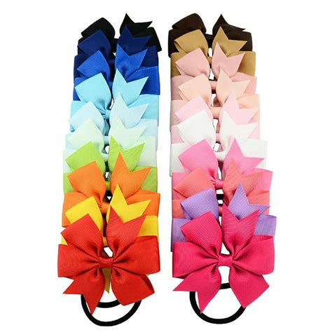 3 15in 20pcs ribbon bow hair ties coxeer grosgrain hair elastics headwear hair accessory for