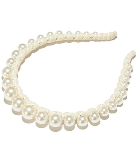 Lele Sadoughi Graduated Pearl Velvet Strand Headband In Ivory White