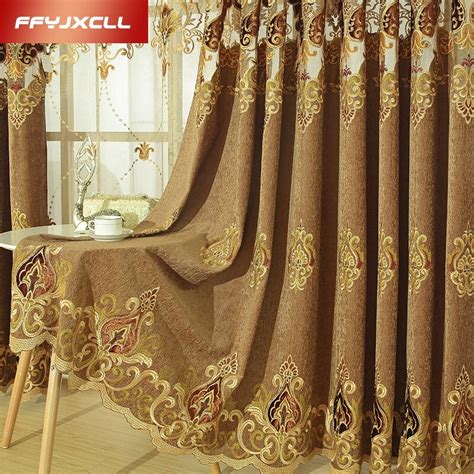 Buy Chenille Embroidered Europe Tulle Window Curtains
