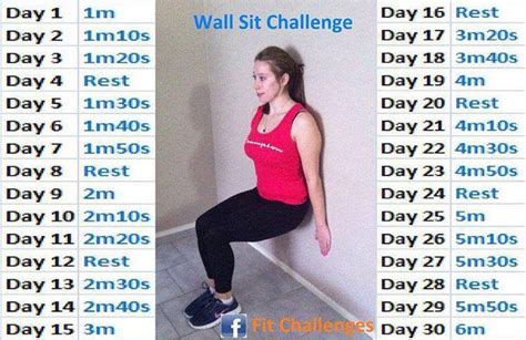 Wall Sit Challenge 30 Day Fitness Workout Challenge 30 Day Workout