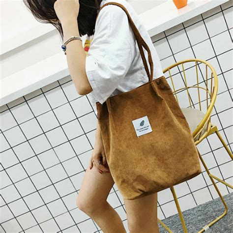 Korean Style Women Corduroy Shoulder Shopping Bag Tote Bags Purse