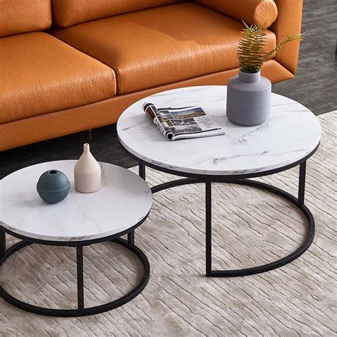 Round Marble Top Coffee Table Sets Round Nest Marble Coffee Table Set