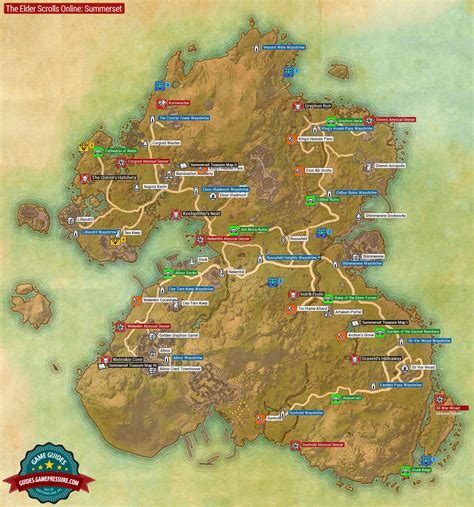 Summerset Map The Elder Scrolls Online Guide