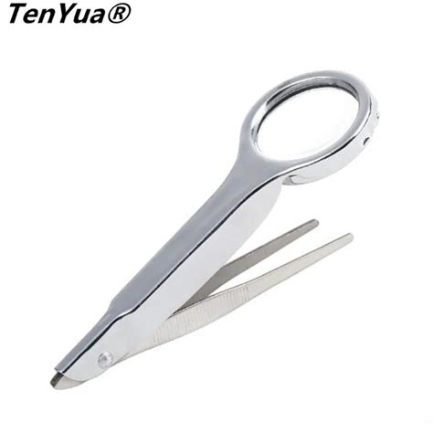 Tenyua Tweezer With Magnifier Magnifying Glass Stainless Steel For Hobby First Aid Kit In