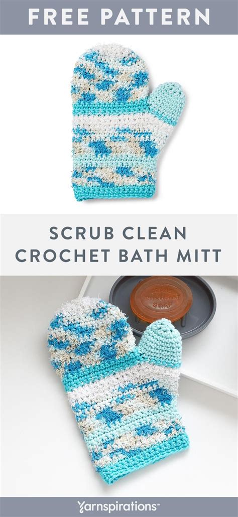 This Easy Crochet Bath Mitt Pattern Uses The New Lily Sugarn Cream Scrub Off Yarn To Add Some