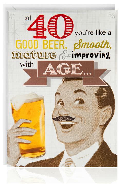40th Male Birthday Funny Humour Joke Card Greetings Vintage Retro Beer