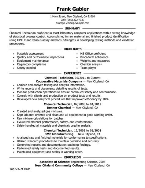 Professional Chemical Technician Resume Examples
