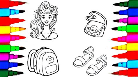Learn to be creative in your own way. Rainbow Learning Beautiful Barbie Accessories Coloring ...