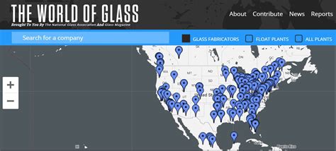 World Of Glass Map Architectural Glass Fabricator Database