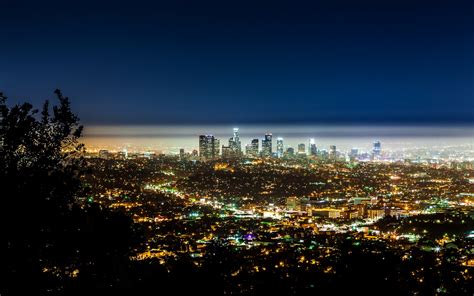 Usa California Los Angeles Cities Night Lights Hdr Sky