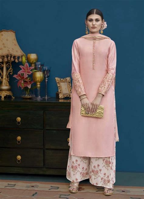 Divine Art Silk Salwar Kameez In Light Pink Color Dress Indian Style Designer Dresses Indian