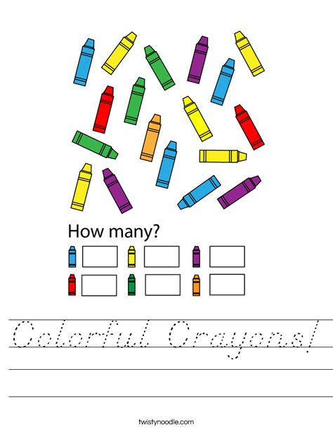 Colorful Crayons Worksheet Dnealian Twisty Noodle