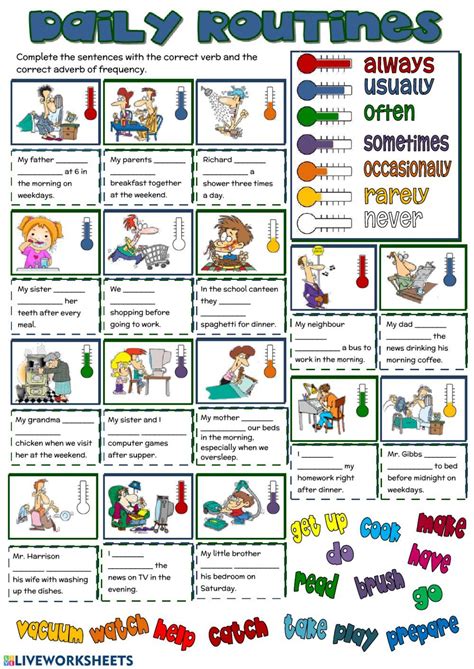 Daily Routines Worksheets Pdf Cours Exercices Examens
