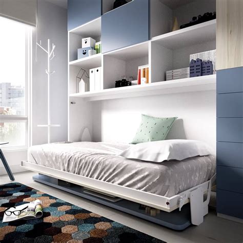 Single Horizontal Wall Bed With Desk And Overhead Storage Bbt Furniture Space Saving Furniture
