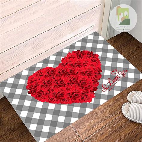Valentines Day Doormat Romantic Red Hearts Love Door Mat Etsy