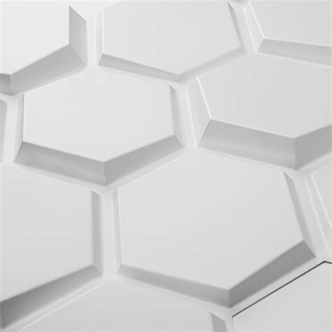 Art3d Textures 3d Wall Panels White Hexagon Design Pack Of 48 Tiles Pvc