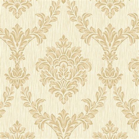 Fine Decor Richmond Damask Textured Glitter Wallpaper Soft Cream Gold