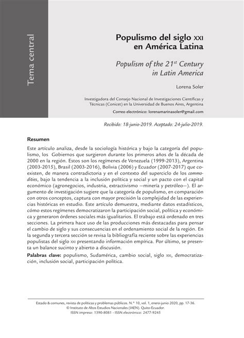 PDF Populismo del siglo XXI en América Latina