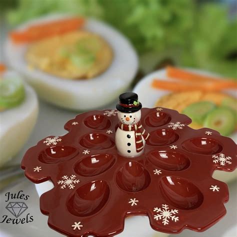 Fresh Red Snowman Deviled Egg Tray Deviled Eggs Snowman Collectible