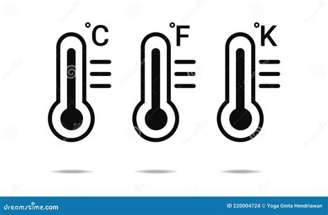 Set Of Celsius Fahrenheit Kelvin Thermometer Symbol Illustration