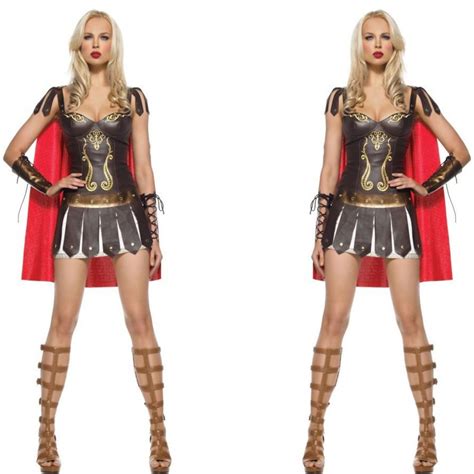 ladies xena gladiator warrior princess spartan fancy dressandcape cosplay costume gladiator