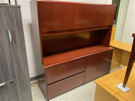 Cherry Wood Credenza With Hutch Nj Office Furniture Depot