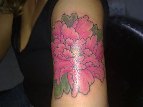 Interesting Purple Japanese Flower Tattoo On Upper Arm Tattooimagesbiz