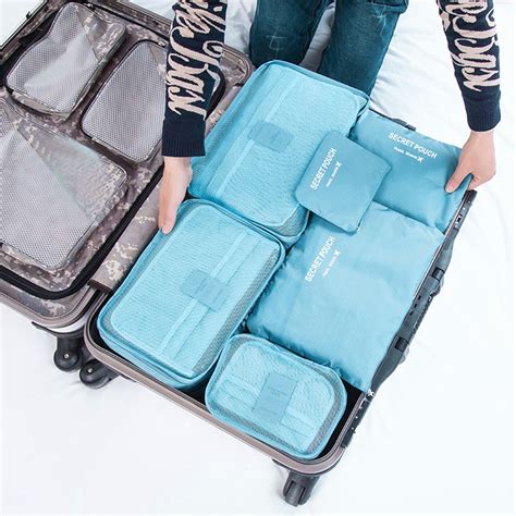 New Color 6pcs Waterproof Travel Storage Bag Clothes Packing Cube