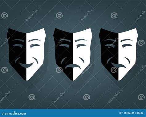 Black And White Theater Masks Stock Vector Illustration Of Comedy