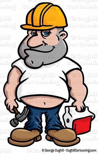 Worker Construction Clip Cartoon Fat Clipart Illustration