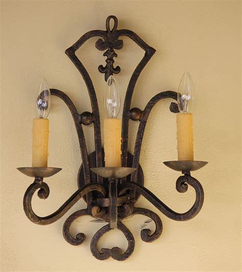Lights Of Tuscany 5389 3 Rustic Spanish Style Wrought Iron Wall Sconce