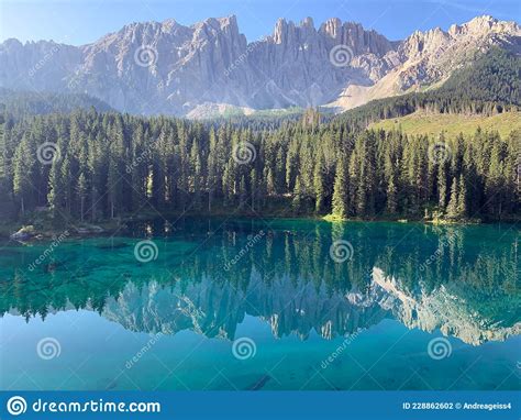 Karersee Lago Di Carezza In South Tyrol Stock Photo Image Of Landmark