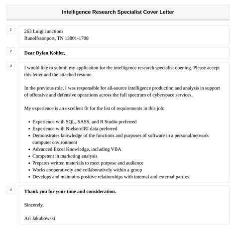 Intelligence Research Specialist Cover Letter Velvet Jobs