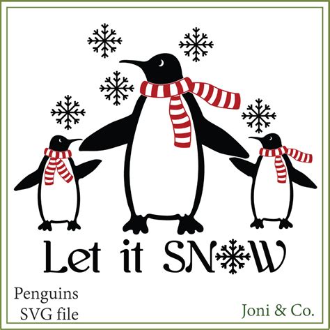 Penguin Svg Penguins Let It Snow Christmas Cards Printable Etsy