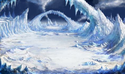 Fantasy Ice Planet With Dark Blue Sky Stock Illustration Illustration