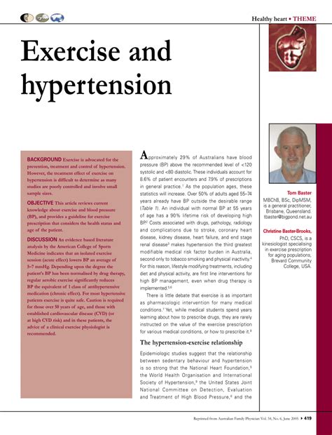 Pdf Exercise And Hypertension