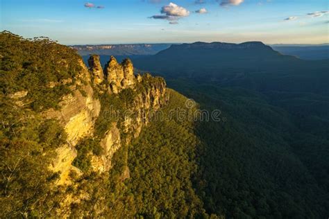 Sunset At Three Sisters Lookout Blue Mountains Australia 6 Stock