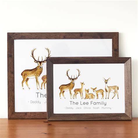 In great museum halls, you see portraits of prominent people deserving of such grandeur. Personalised Family Deer Portrait Print in 2020 | Family ...