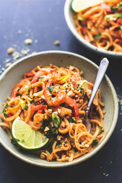 Whisk together the peanut butter, teriyaki sauce, sesame oil, hot sauce, garlic, 1 tablespoon ginger, salt and pepper. Shrimp Pad Thai with Peanut Sauce | Creme De La Crumb in ...