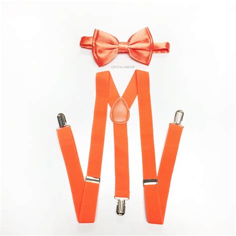 Neon Orange Suspenders Orange Bow Tie Bright Orange Bowtie And
