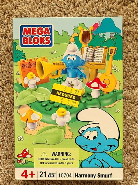 The Smurfs Mega Bloks 10704 Harmony Smurf Build And Play 21 Piece Set